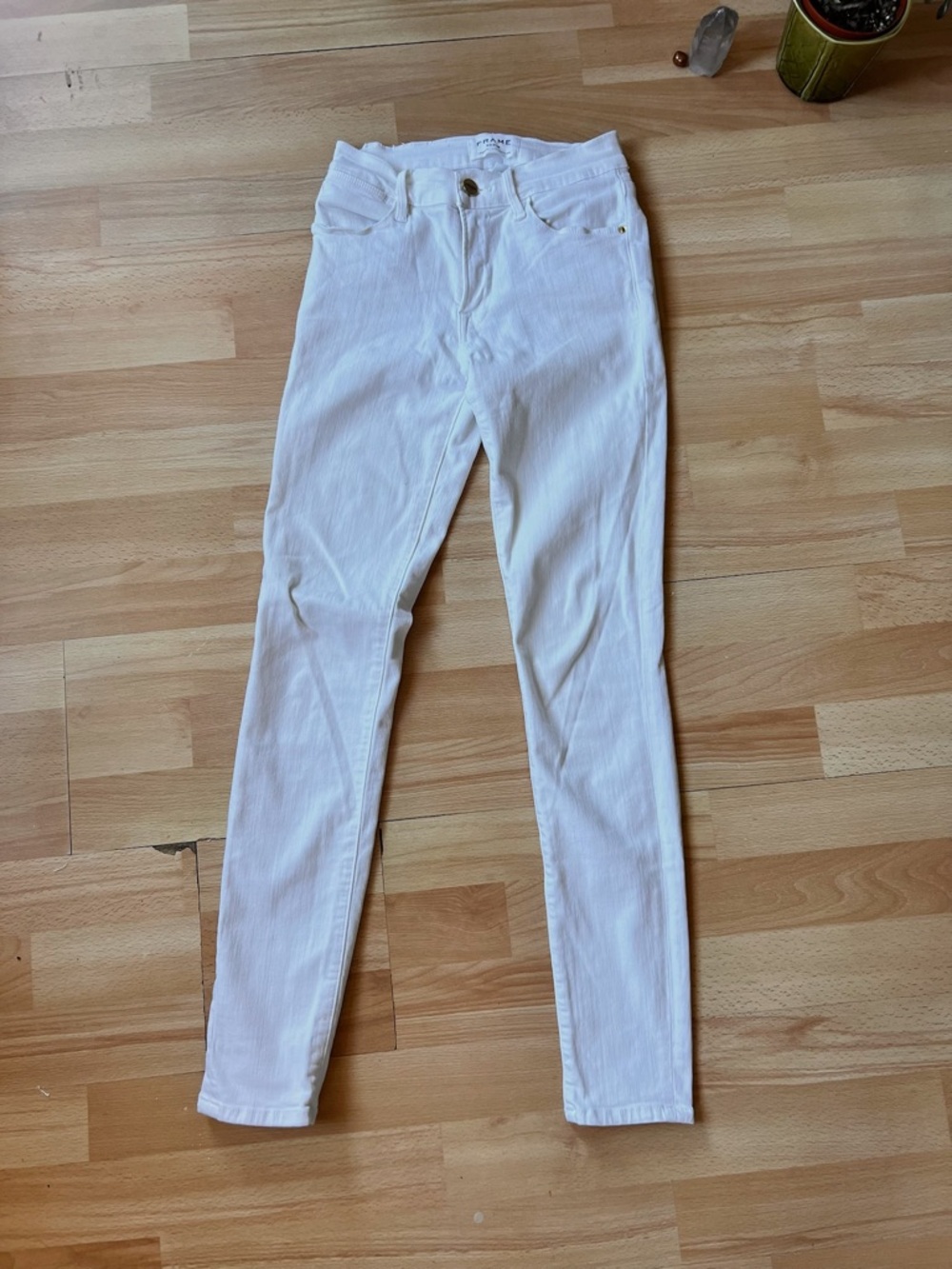 Frame Denim White High-Rise Skinny Jeans